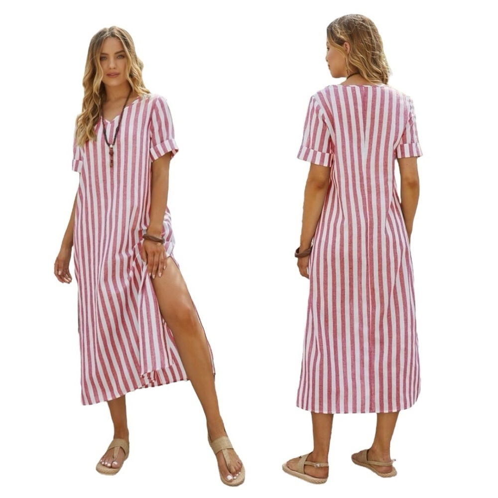 NWOT Emery Rose Beautiful Striped Red and White Summer Maxi Dress Size Small